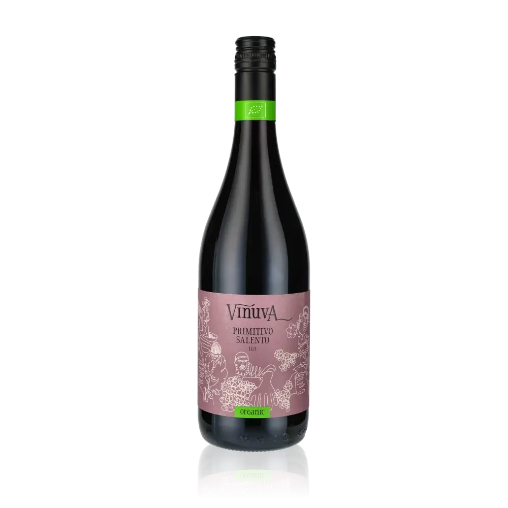 Weinflasche Vinuva Primitivo Salento IGP bio 750ml.