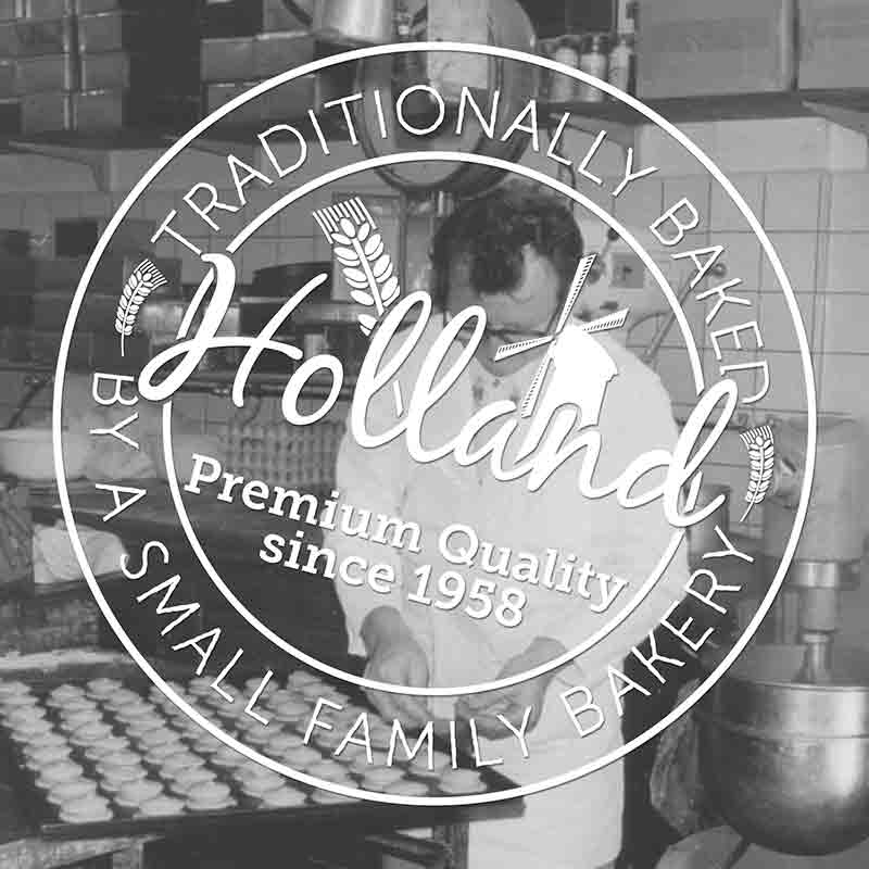 Stempel mit Aufschrift "Traditionell in einer kleinen Bäckerei gebacken".