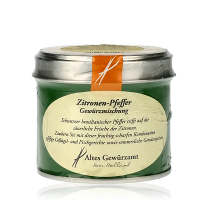 Zitronen-Pfeffer von Altes Gewürzamt. Fruchtig-scharfer Pfeffer für Fisch, Gemüse und Geflügel.