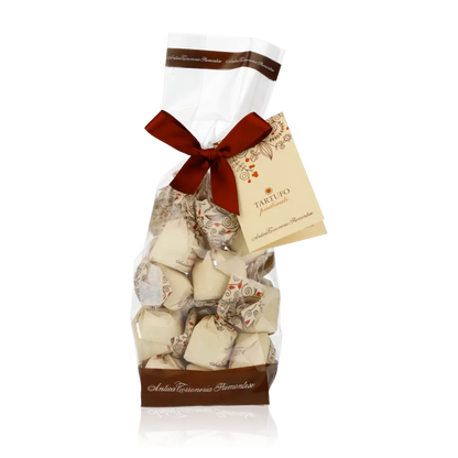 Antica Torroneria Piemontese Tartufi Pralinato Beutel mit Schleife.