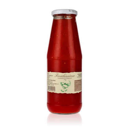 Flasche mit Tomatensauce, Etikett.