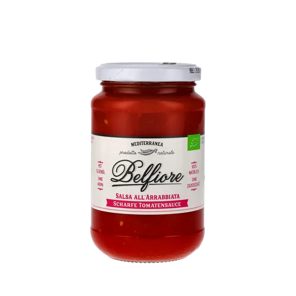 Tomatensauce im Glas, scharf.