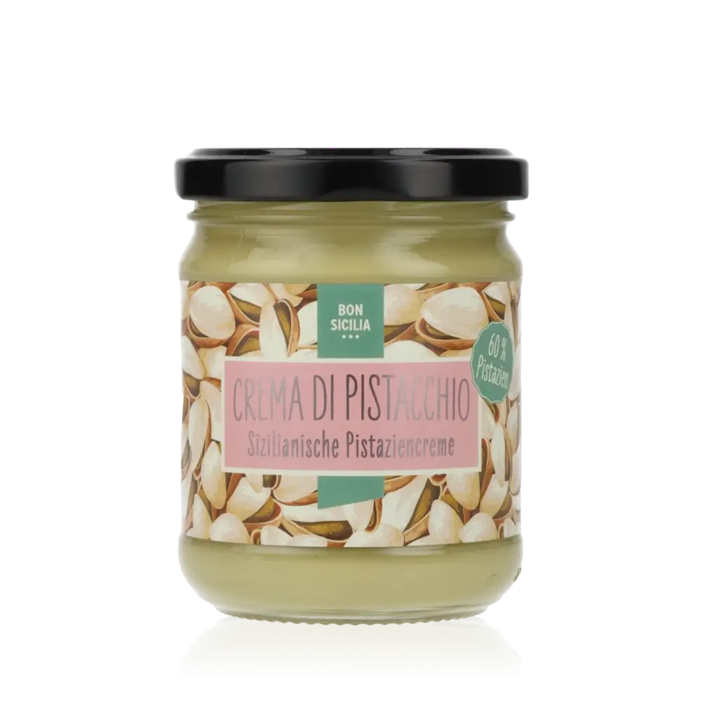 Bon Sicilia Pistaziencreme im Glas, sizilianischer Brotaufstrich.