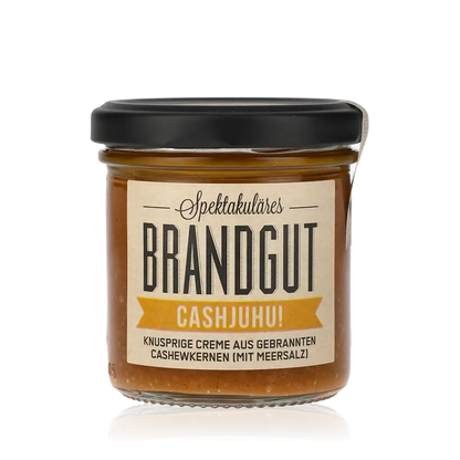Brandgut Cashjuhu Brotaufstrich aus Cashewkernen im Glas.