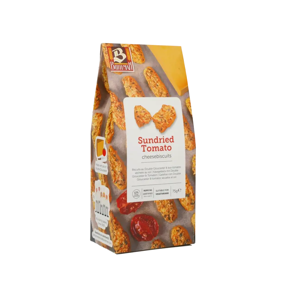 Käsebiscuits mit sonnengetrockneten Tomaten und Double Gloucester Cheese 75g
