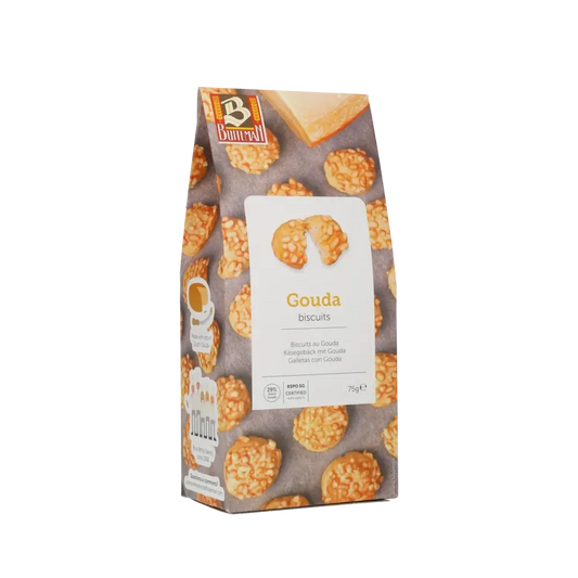 Buiteman Gouda Biscuits Verpackung mit Käsegebäck.