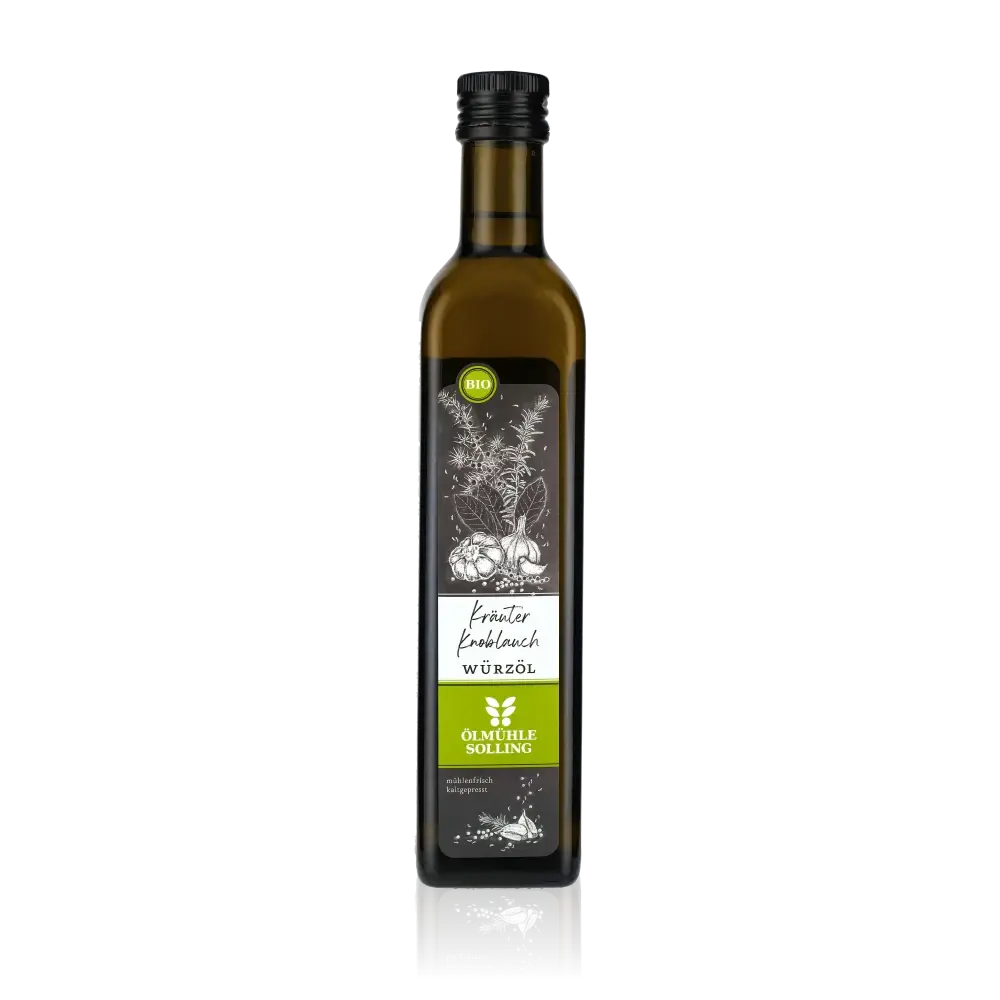 Ölmühle Solling Kräuter Knoblauch Würzöl Flasche, 500ml.