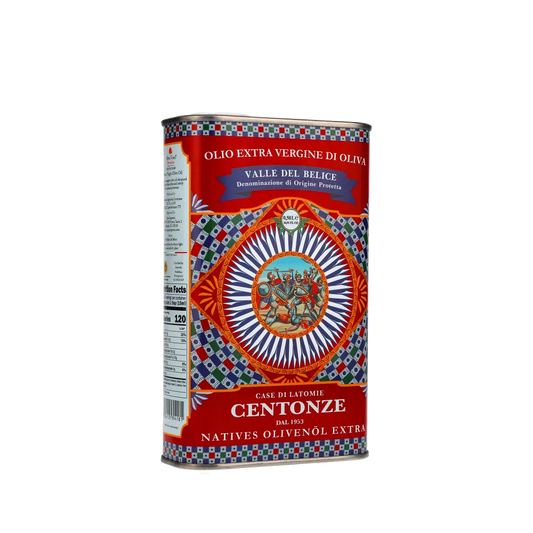 Olivenöl Centonze Valle del Belice in dekorativer Dose.