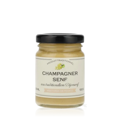 Champagner Senf Glas mit traditionellem Dijonsenf, 100g.