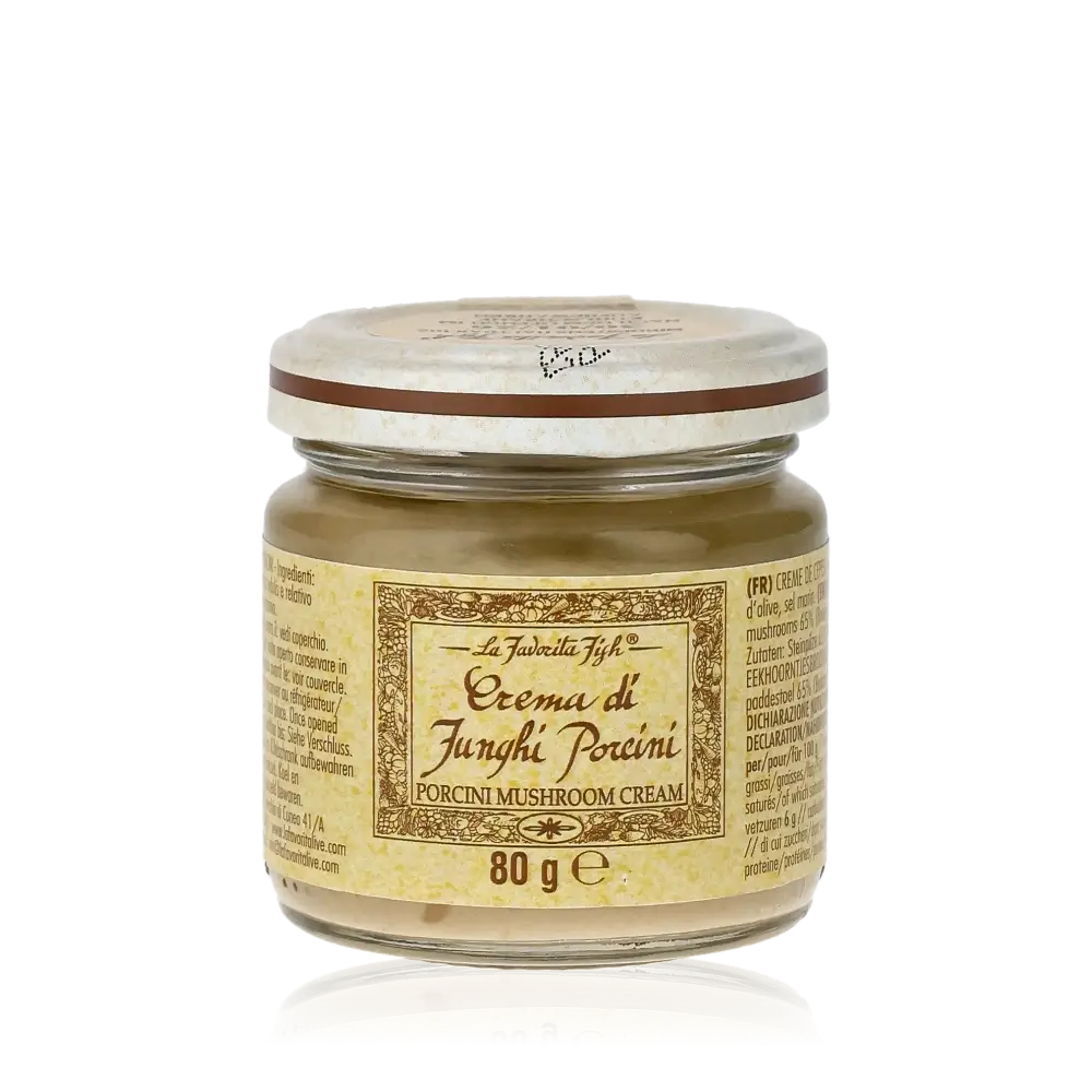 La Favorita Feinkost: Crema di Funghi Porcini 80g Glas.
