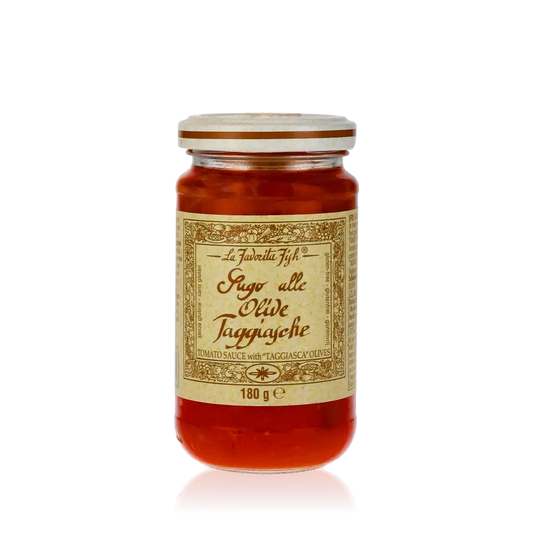 La Favorita Sugo alle Olive Taggiasche Tomatensauce Glas.