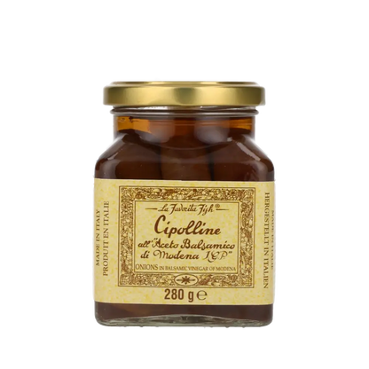 Favorita Zwiebeln in Balsamico-Glas, 280g, Feinkostprodukt.