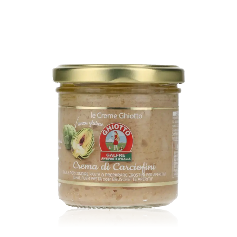 Ghiotto Crema di Carciofini im Glas, Feinkostprodukt.