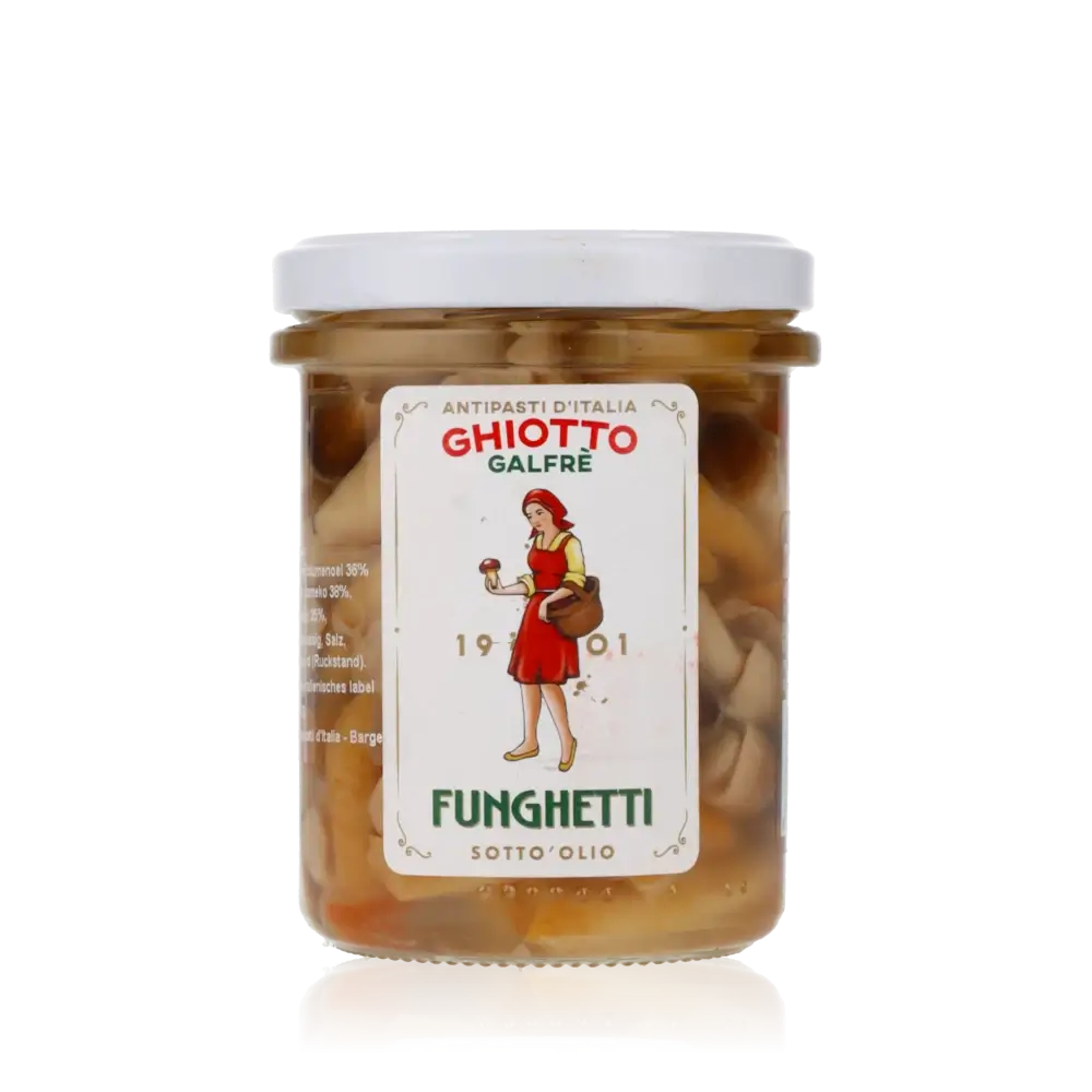 Ghiotto Galfrè gemischte Pilze im Glas, Antipasti.