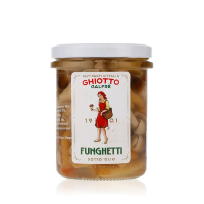 Ghiotto Galfrè gemischte Pilze im Glas, Antipasti.
