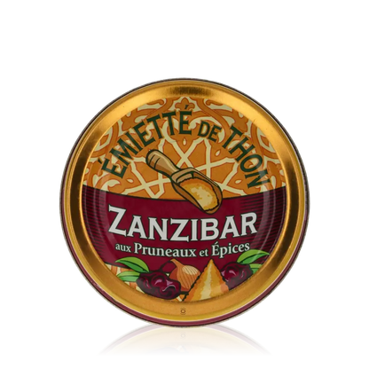 Feinkostdose "Zanzibar" mit Thunfisch, Pflaume und Gewürzen.