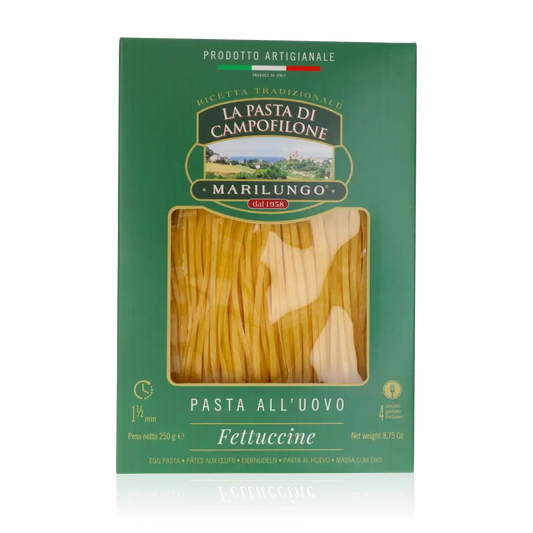 Marilungo Campofilone Fettuccine Pasta in grüner Verpackung.