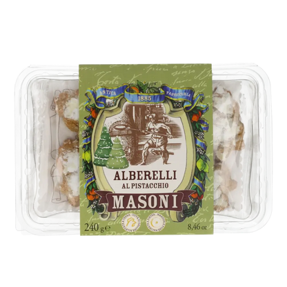 Masoni Alberelli al Pistacchio Süßgebäck in Plastikverpackung.