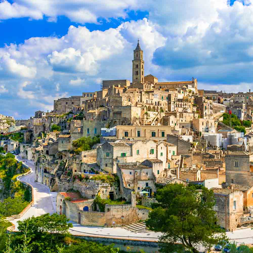 Blick auf Materna in der Basilikata in Italien. Der Heimat von Bonta Lucane