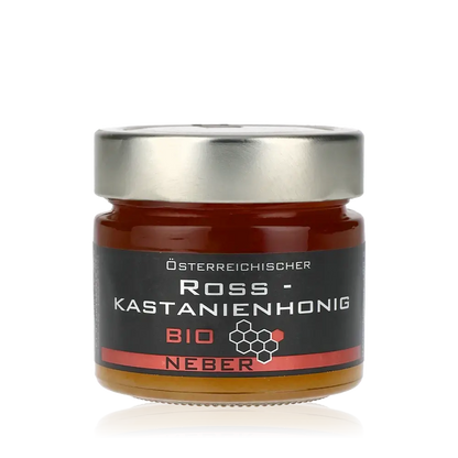 Bio Rosskastanienhonig im Glas.