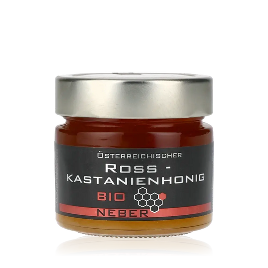 Bio Rosskastanienhonig im Glas.