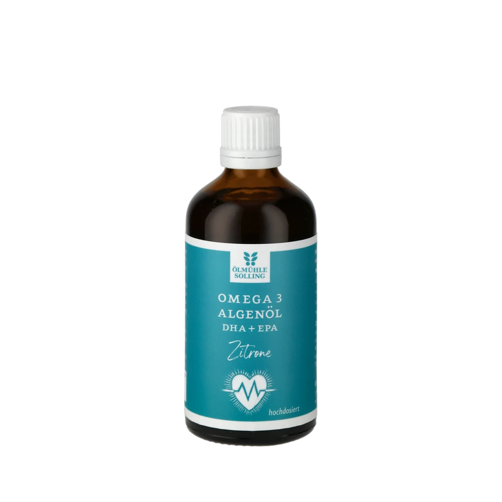 Oelmuehle Solling Omega 3 Algenöl Zitrone Flasche.