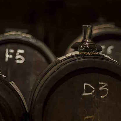 Alte Holzfässer auf dem Speicher der Acetaia Giuseppe Giusti