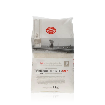 Piranske Soline traditionelles grobes Meersalz 1 kg Packung.