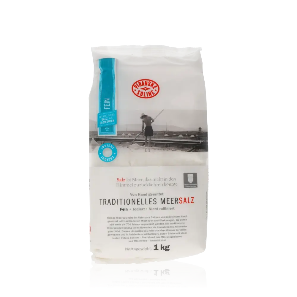 Traditionelles Meersalz fein/ jodiert von Piranske Soline 1kg