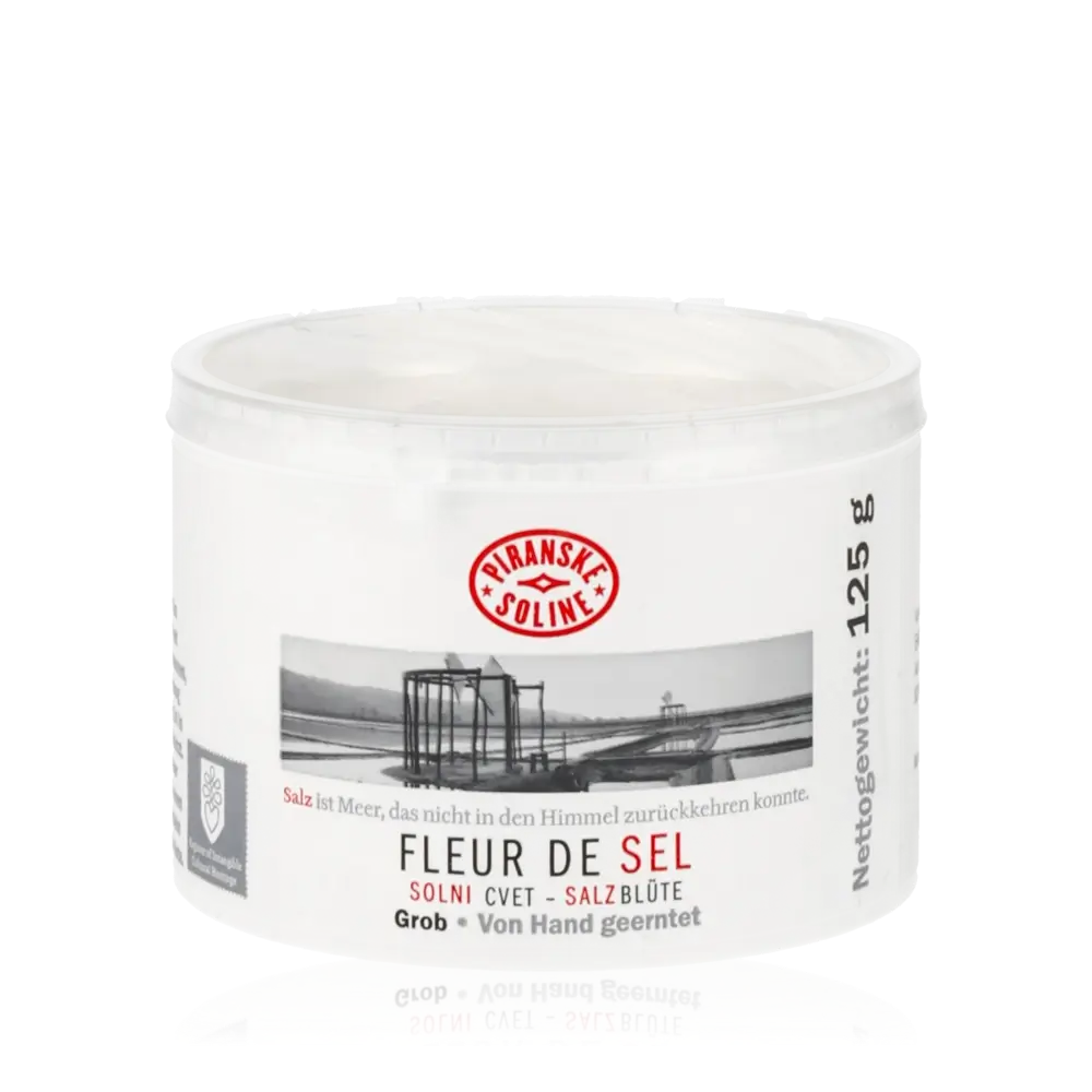 Piranske Soline Fleur de Sel Salz 125g Verpackung.