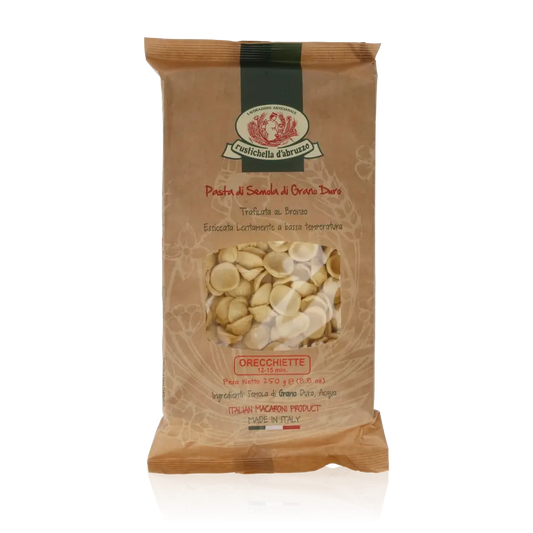 Rustichella d'Abruzzo Orecchiette Pasta in Verpackung.
