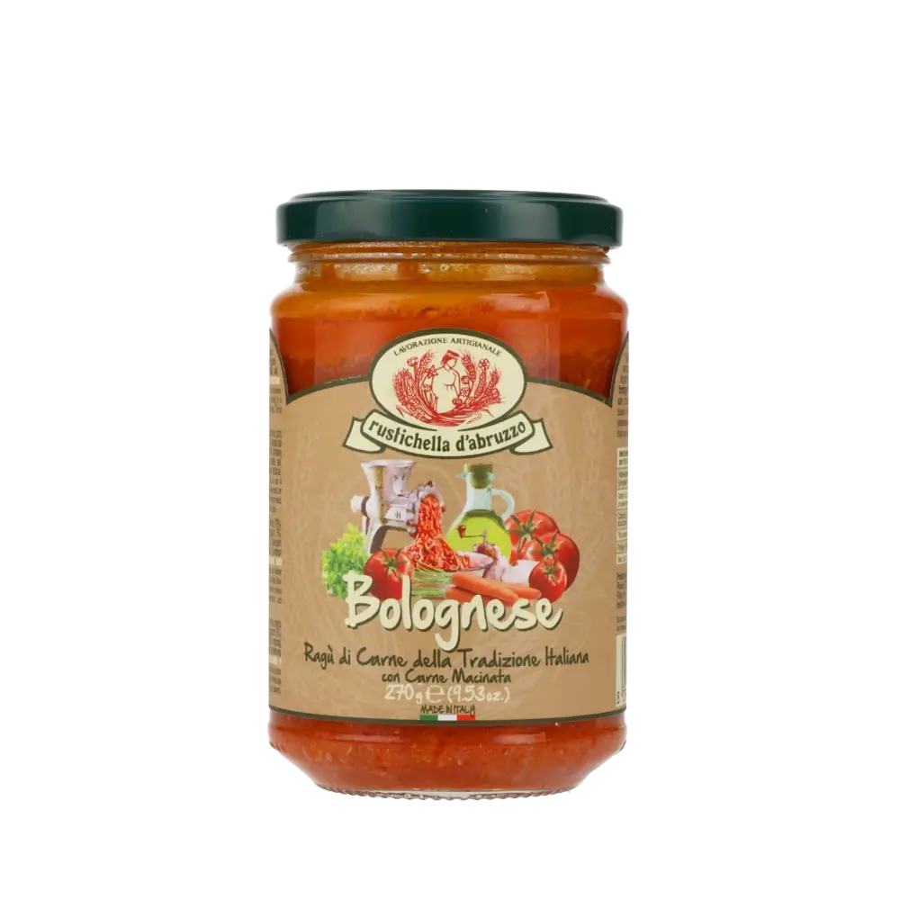 Feinkostglas mit Rustichella d'Abruzzo Ragu Bolognese Sauce.