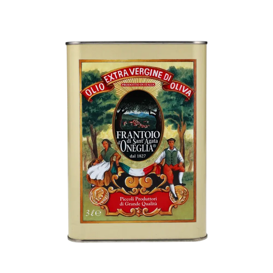 Kanister Olivenöl Frantoio Sant Agata di Oneglia.