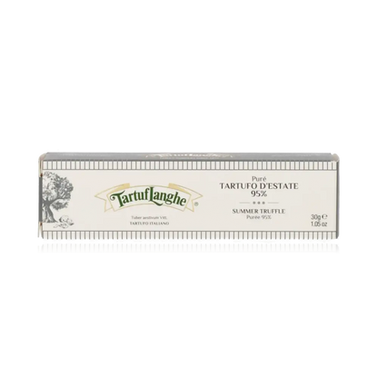 TartufLanghe Sommertrüffel-Püree Verpackung, 95% Trüffel, 30g.