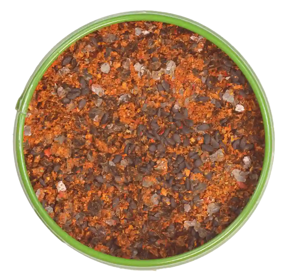 Altes Gewürzamt Blick auf die offene Gewürz-Dose mit Togarashi