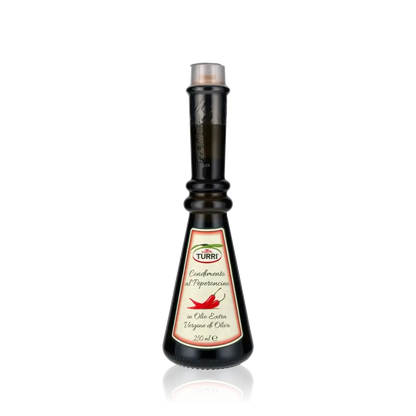 Turri Olivenöl mit Peperoncino, 250 ml Flasche.