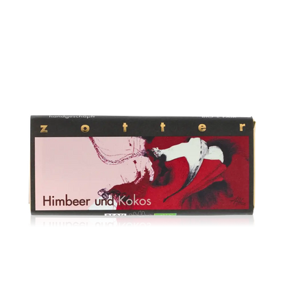 Himbeer und Kokos von Zotter - Handgeschöpfte Schokolade, BIO, 70 g Tafel