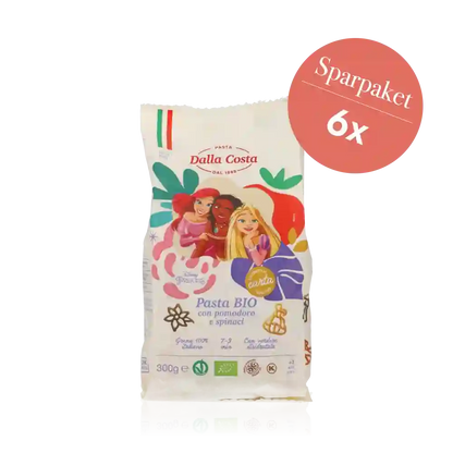 Sparpaket Disney Pasta 'Princess' BIO – 6 x 250 g dreifarbige Hartweizenpasta Prinzessin Motiv