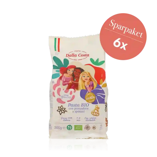 Sparpaket Disney Pasta 'Princess' BIO – 6 x 250 g dreifarbige Hartweizenpasta Prinzessin Motiv