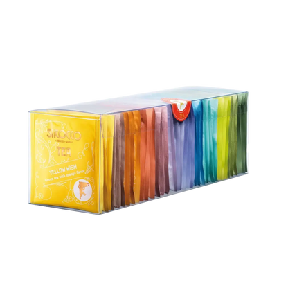 Teebeutel in bunter Verpackung.