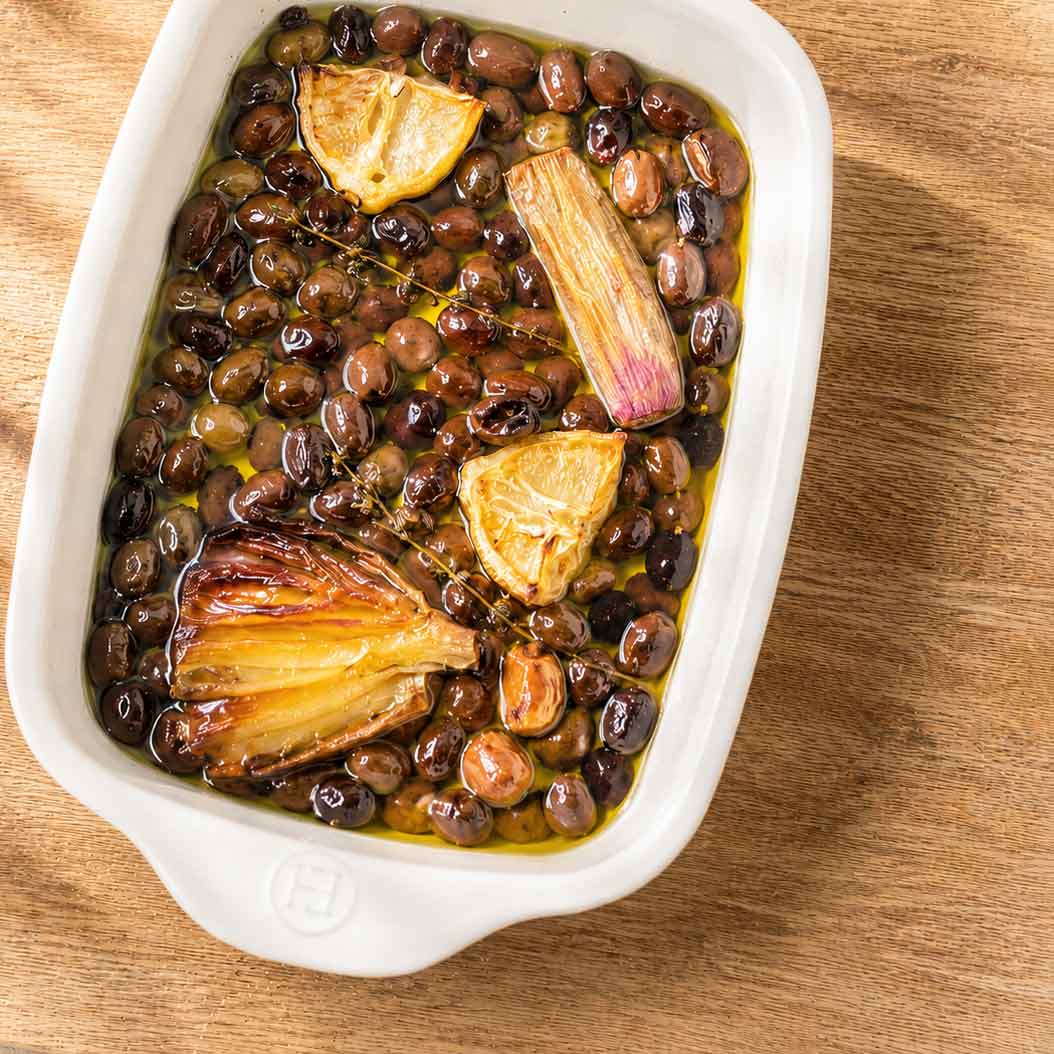Oliven-Confit nach 2 Stunden im Ofen
