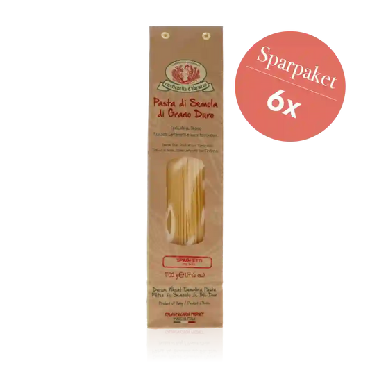 Sparpaket Spaghetti von Rustichella d'Abruzzo, 6 x 500 g. Hochwertige Hartweizenpasta mit perfektem Biss.