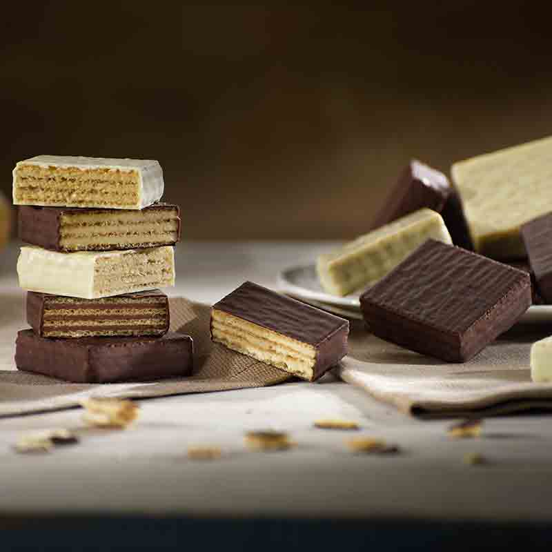 Waffeln in Schokolade und Vanille.